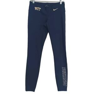 Nike PITT PANTHERS Dri-Fit Running Tights Women M Blue Collegiate Sports NEW
